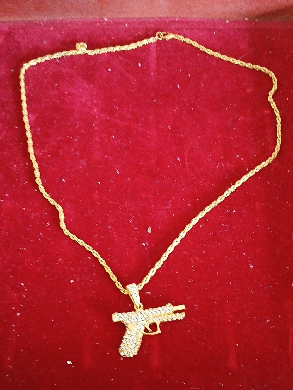 Gold-Tone Pistol Pendant Necklace